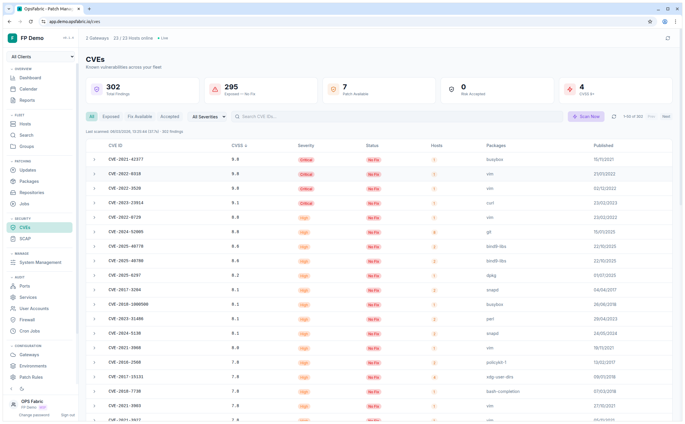 OpsFabric CVE Intelligence