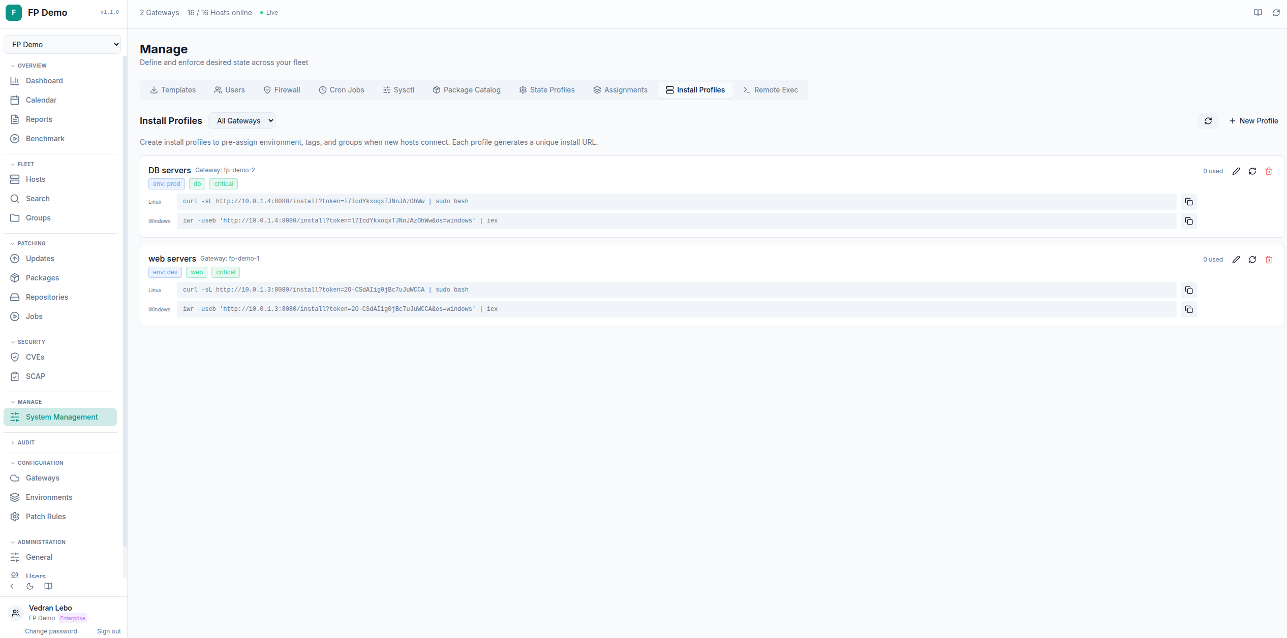 OpsFabric Install Profiles