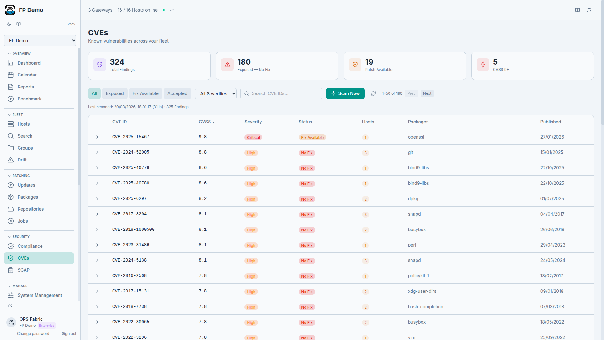 OpsFabric CVE Intelligence