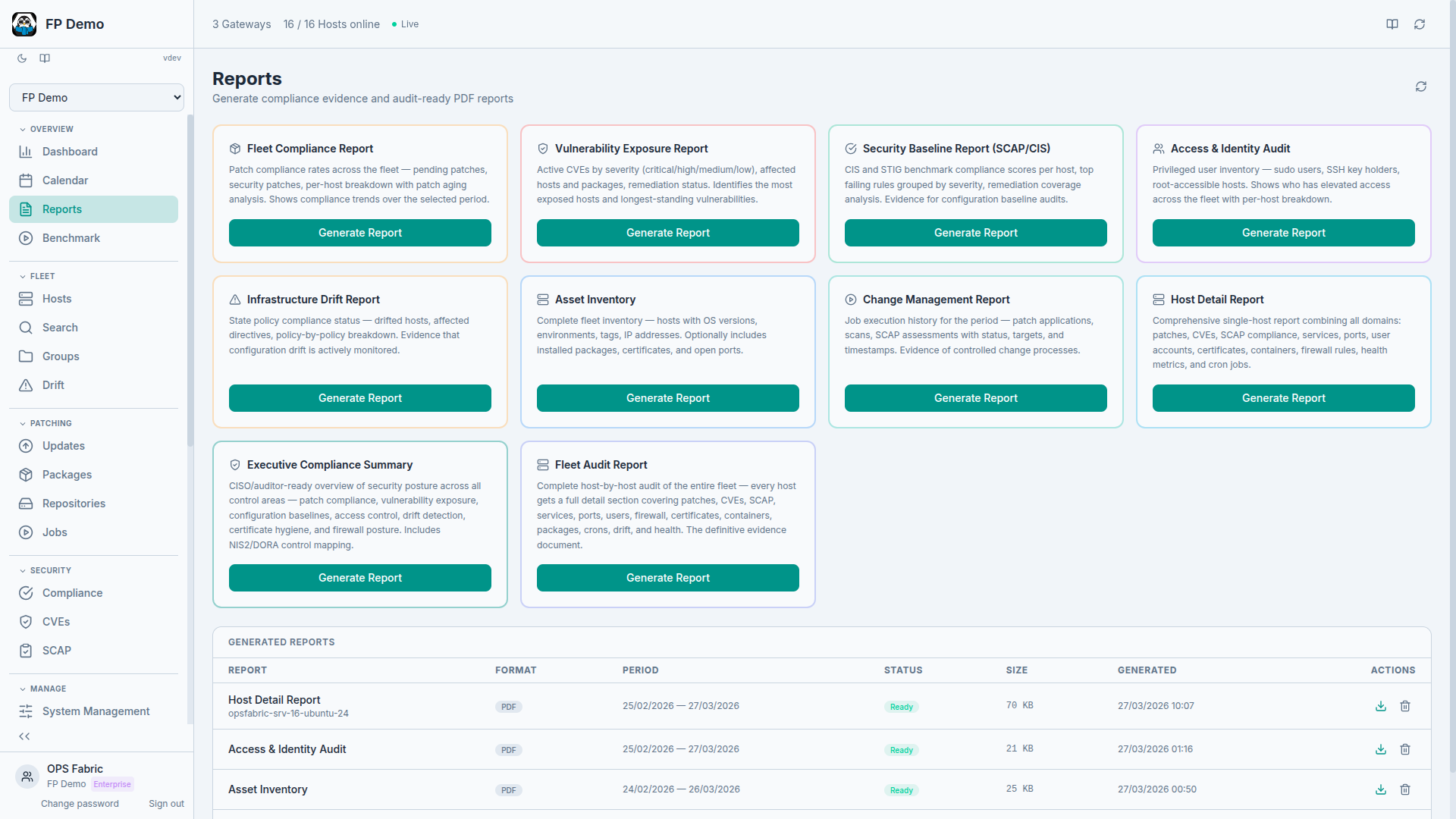 OpsFabric Compliance Reports