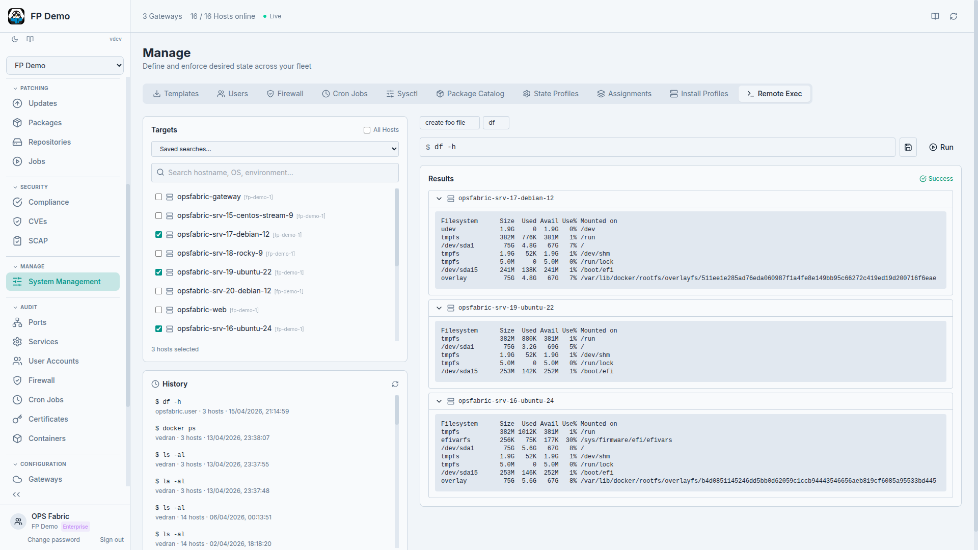 OpsFabric Remote Execution