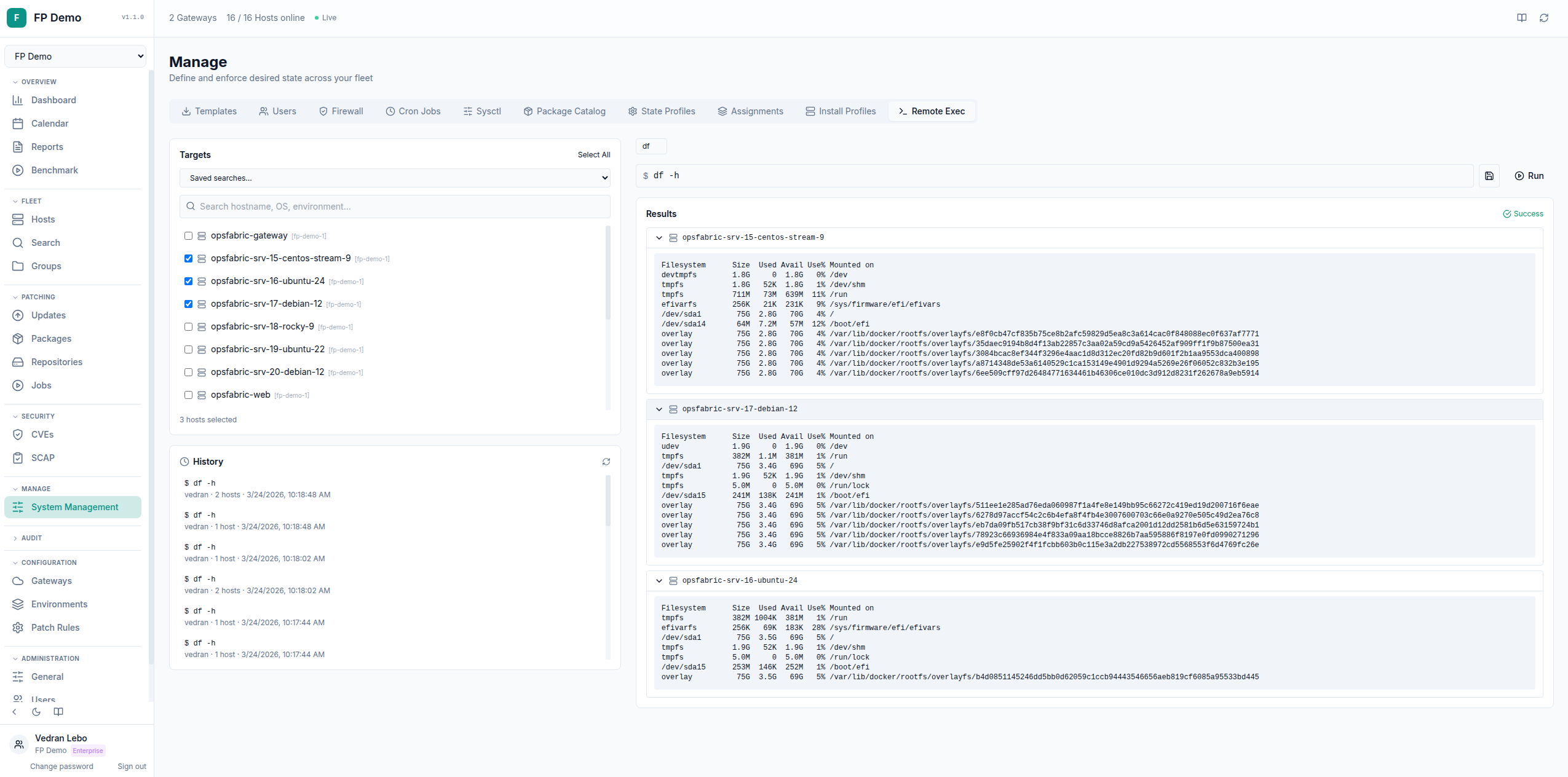 OpsFabric Remote Execution