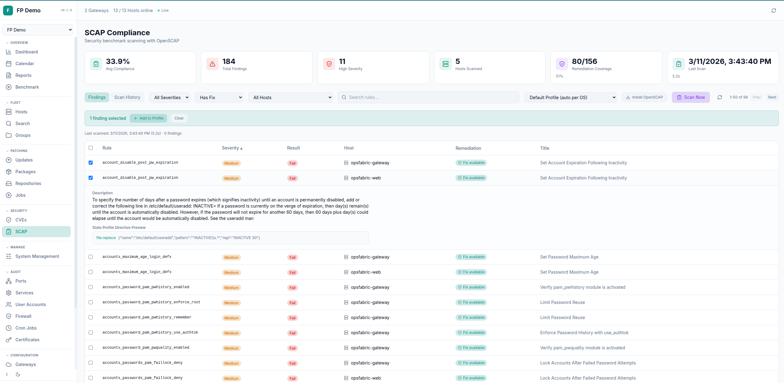 OpsFabric SCAP Remediation